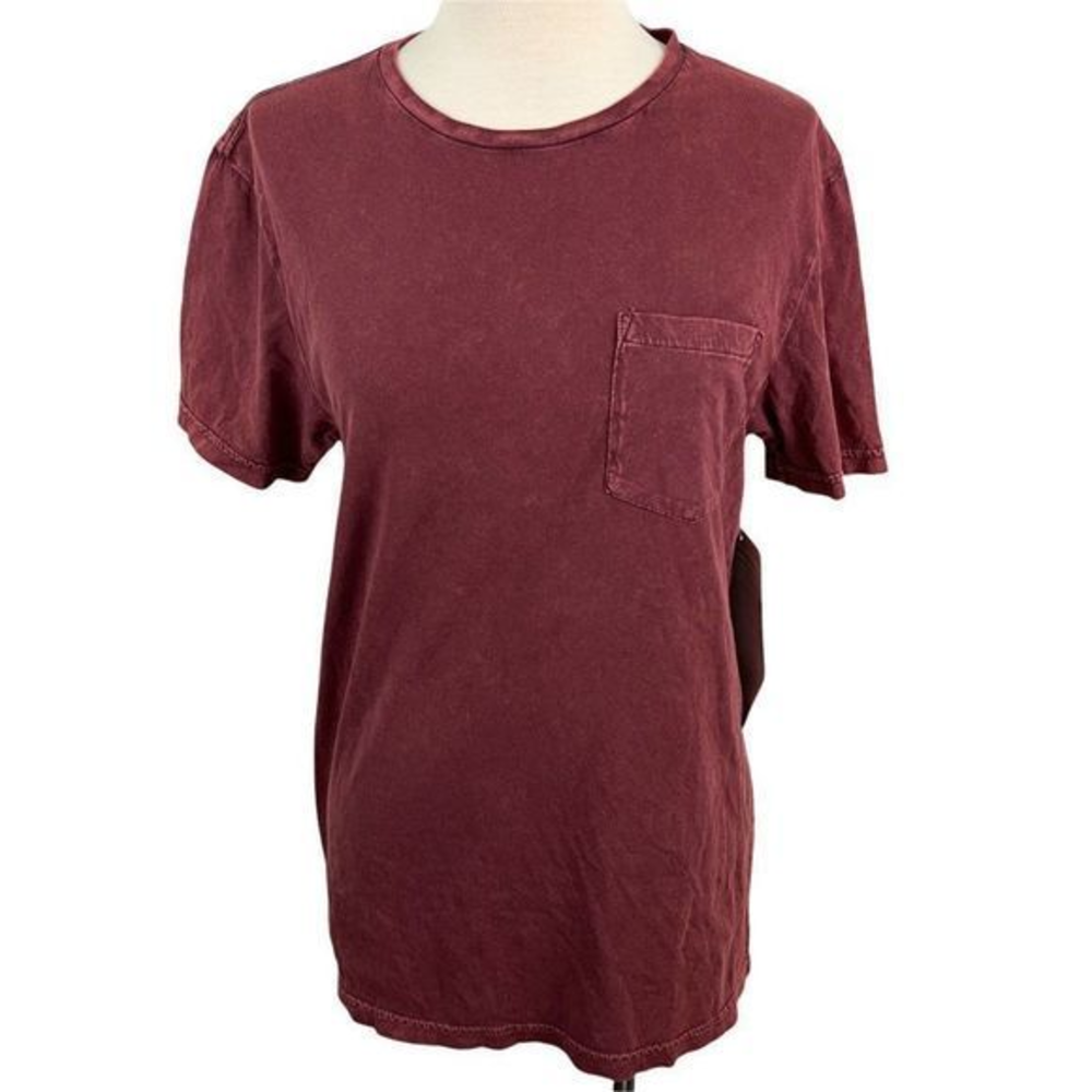 NWT ABOUND Burgundy Red Acid Wash Crew Neck‎ Tee (S)